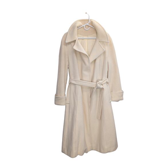 Vintage Windermere Cream 100% Wool Coat, Genuine Fox Collar - Picture 1 of 10